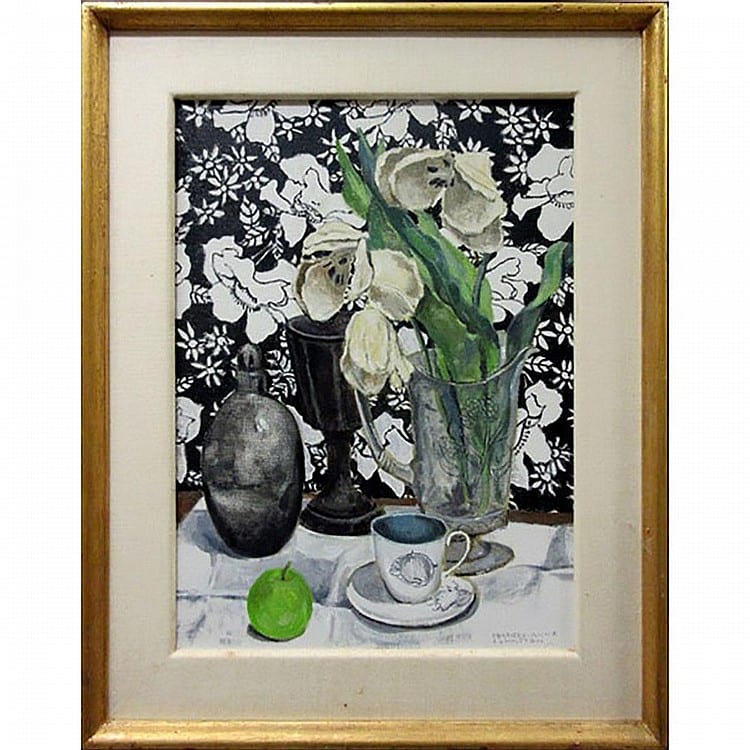 Frances-Anne Arbuckle comparable auction result: frances anne johnston canadian 1910 1987 white tulips oil on canvas signed lower right signed and titled verso and to label 22 x 16 55 9 x 40 6 cm