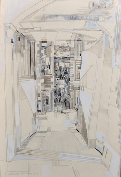 Richard Demarco comparable auction result: richard demarco 1930 british lady stair s close edinburgh pencil pen and gouache signed and dated 1966 22 x 14 5 provenance the richard demarco gallery