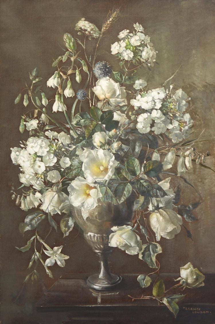 terence loudon british 1900 1949 green and silver still life of mixed flowers oil on canvas · Leonard Joel · 2017-05-14 Terence Loudon comparable auction result: terence loudon british 1900 1949 green and silver still life of mixed flowers oil on canvas