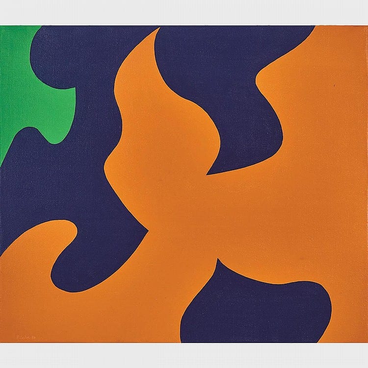 Fernand Leduc comparable auction result: fernand leduc fragment vert 1968 oil on canvas 25 ins x 29 ins 63 5 cms x 73 7 cms