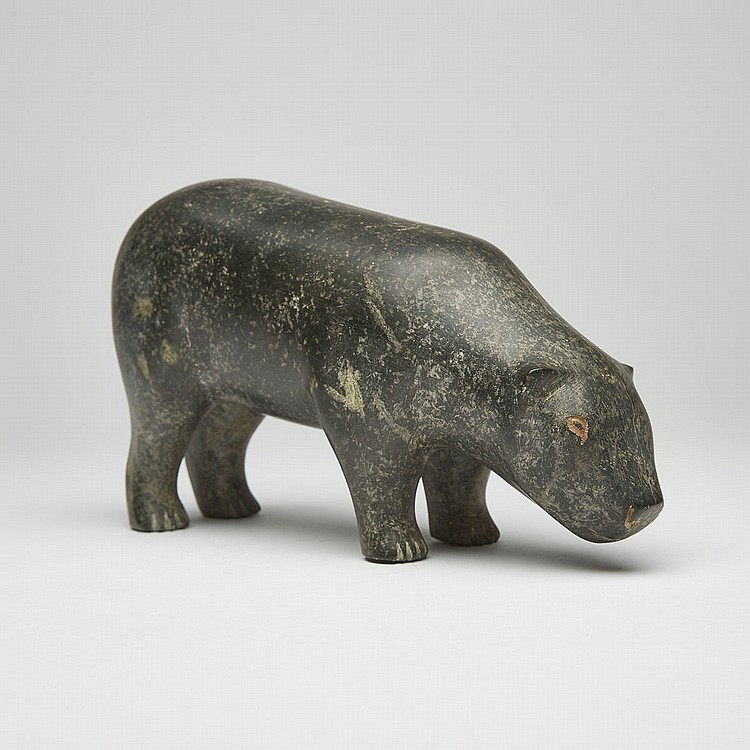 Josiah Nuilaalik comparable auction result: josiah nuilaalik 1928 2005 polar bear stone soap inlay 9 x 5 x 2 5 22 9 x 12 7 x 6 4 cm