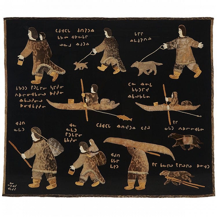 annie niviaxie 1930 untitled depictions of nomadic life cotton fabric felt sealskin embroidery floss 72 x 59 182 9 x 149 9 cm · Waddington's · 2017-05-30 Annie Niviaxie comparable auction result: annie niviaxie 1930 untitled depictions of nomadic life cotton fabric felt sealskin embroidery floss 72 x 59 182 9 x 149 9 cm