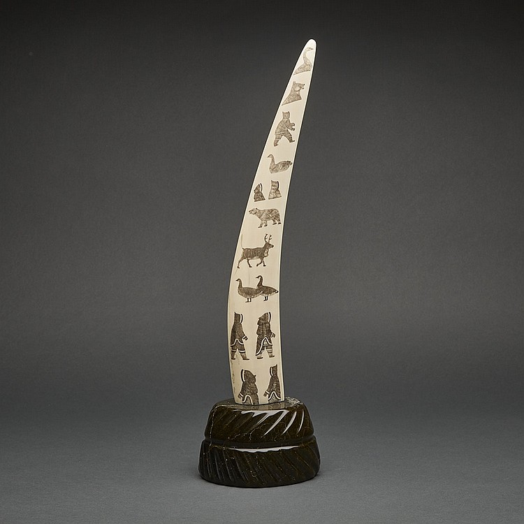 Davidee Itulu comparable auction result: davidee itulu 1929 2006 people and arctic animals stone ivory 20 5 x 4 x 6 52 1 x 10 2 x 15 2 cm
