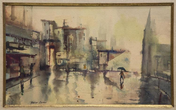 Robert Landry comparable auction result: robert landry 1921 1991 cityscape watercolor