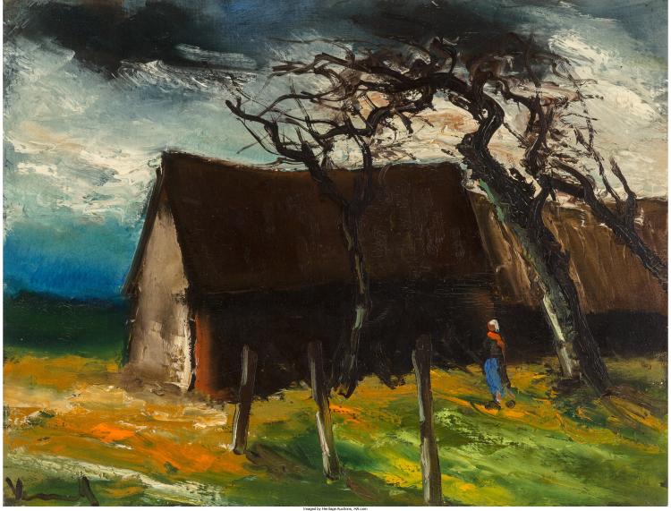 MAURICE DE VLAMINCK (FRENCH, 1876-1958) FERME OIL ON CANVAS 20 X 25-3/4 INCHES ( sold by Heritage Auctions, lot 66063 — auction record photograph