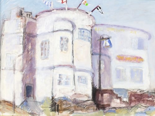 Daphne McClure comparable auction result: daphne mcclure british born 1930 the yacht inn penzance signed oil on board 41cm x 55cm