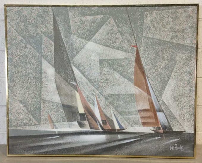 Lee Reynolds Abstract Sailboats Painting on Canvas sold by J Levine Auction & Appraisal LLC, lot 8623 — auction record photograph