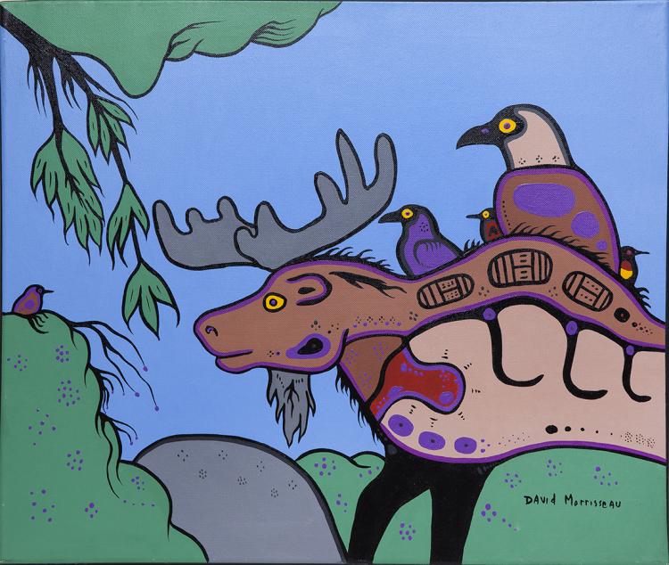 David Morrisseau comparable auction result: david morrisseau moose and friends
