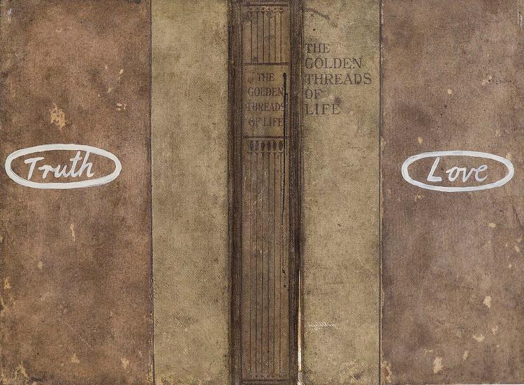Peter Atkins comparable auction result: peter atkins born 1964 the golden threads of life truth love 1994 mixed media
