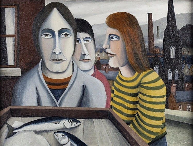 David (1915) Carr comparable auction result: david carr 1915 1968 three figures and fishes lowestoft circa 1948