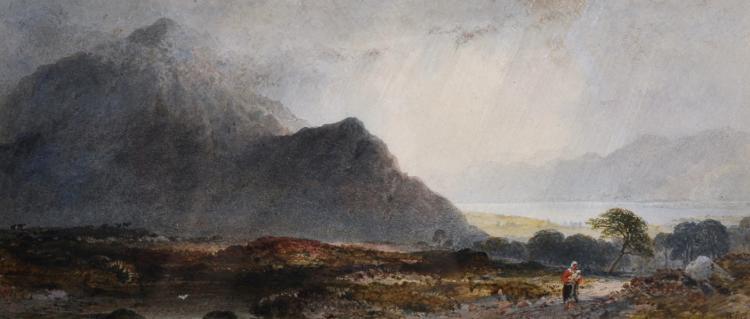 William Fettes Douglas comparable auction result: william fettes douglas 1822 1891 british a highland river landscape with a mother and child on a path watercolour signed with initials 5 75 x 12 75