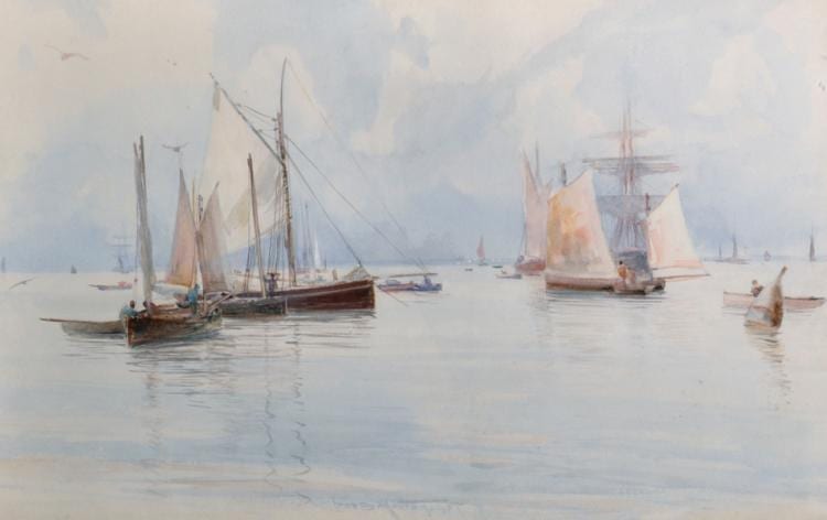 Charles Sim Mottram comparable auction result: charles sim mottram 1807 1876 british a shipping scene with calmed boats watercolour signed 12 25 x 19 25