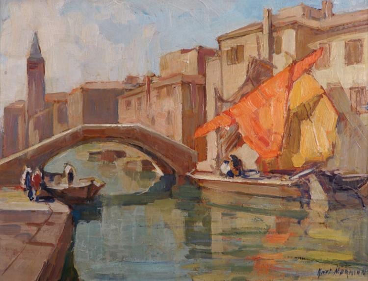 knut norman 1896 1977 swedish a venetian canal scene with figures and boats oil on board signed 18 x 24 · John Nicholson's Fine Art Auctioneers & Valuers · 2017-05-31 Knut Norman comparable auction result: knut norman 1896 1977 swedish a venetian canal scene with figures and boats oil on board signed 18 x 24