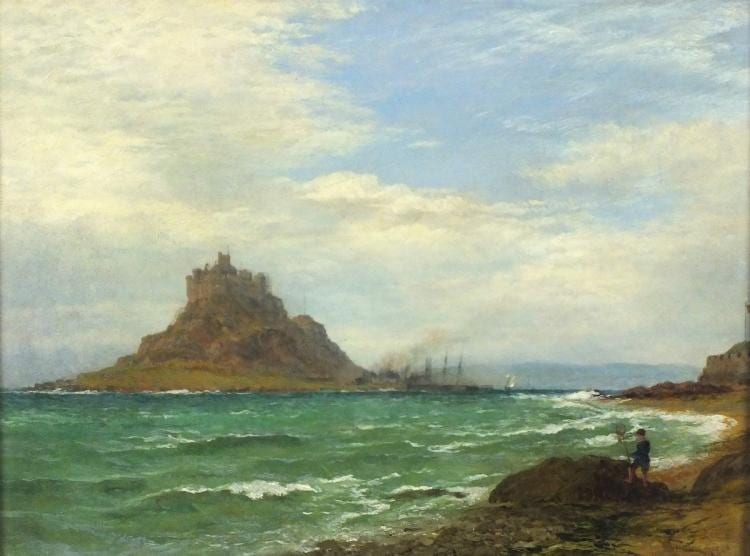 Alfred Dawson comparable auction result: alfred dawson exhibited 1860 1893 oil on panel lone crabber st michael