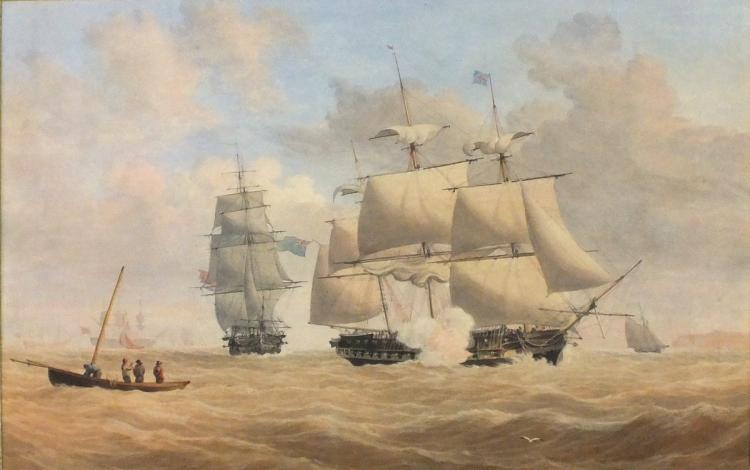 John Cantiloe Joy comparable auction result: john cantiloe joy 1806 1866 watercolour the signal gun ship on choppy s
