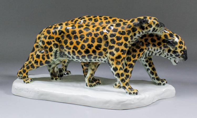 Etha Richter comparable auction result: etha richter 1883 1977 porcelain model of two leopards 8 5ins high stamped etha richter dresden