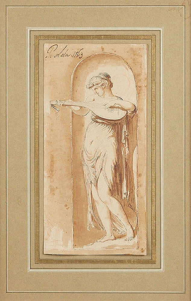 Pierre Lelu comparable auction result: pierre lelu 1741 1810 muse jouant de la mandoline dessin sign e