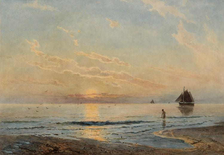 Willem Antonie van Deventer comparable auction result: willem antonie van deventer 1824 1893 strand bij ondergaande zon gesigneerd r o ca 1850 aquarel afm 35 5 x 52 cm