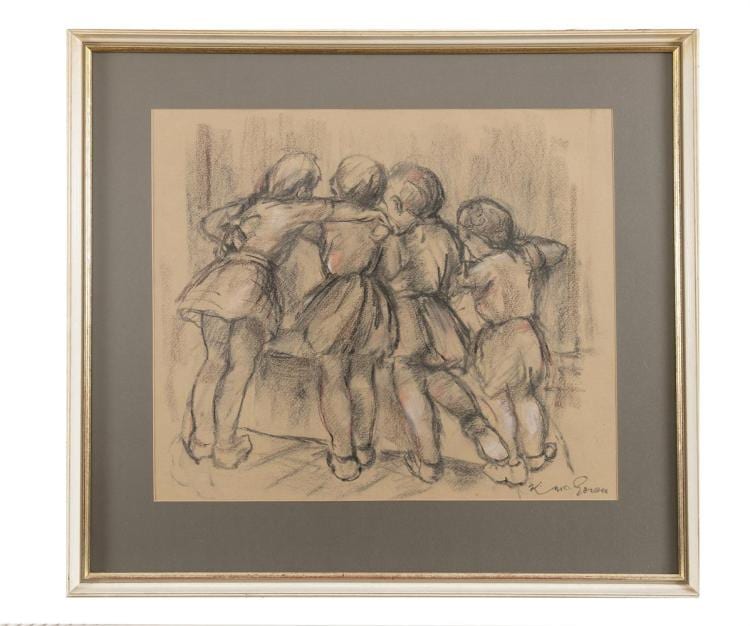 Kieran McGoran comparable auction result: kieran mcgoran 1932 1990 four childrenconte 47 x 55cmsigned