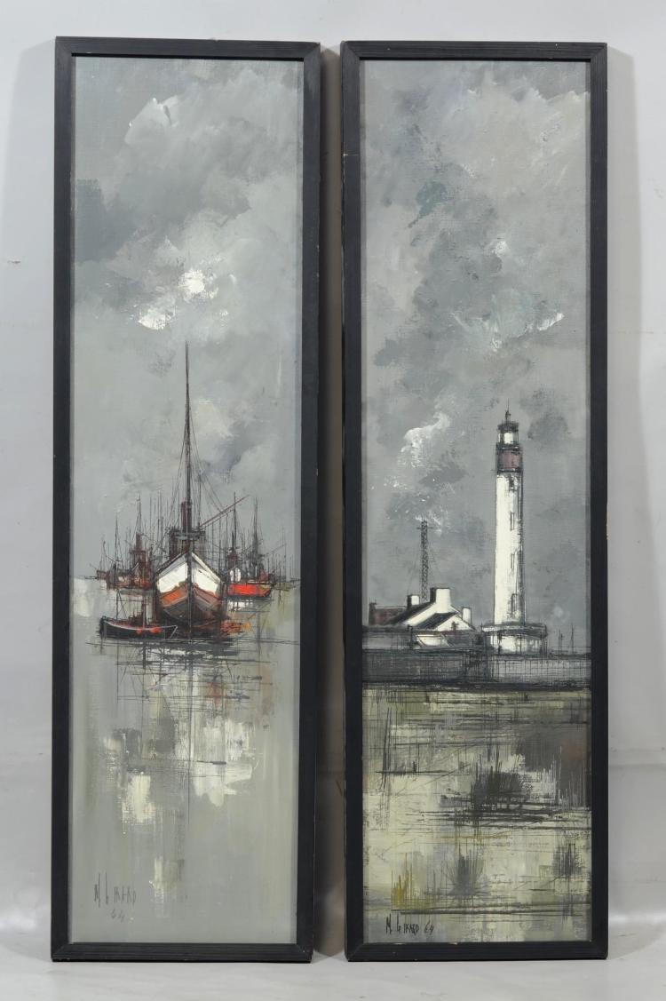 michel girard born 1939 oil on canvas pair of paintings depicting a lighthouse and ships 1964 signed and dated lower left bla · William Bunch Auctions & Appraisals · 2017-06-13 Michel (1939) Girard comparable auction result: michel girard born 1939 oil on canvas pair of paintings depicting a lighthouse and ships 1964 signed and dated lower left bla