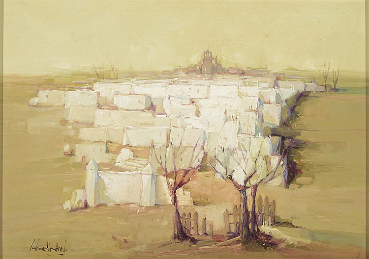 Juan Gutiérrez Montiel comparable auction result: juan guti rrez montiel jerez de la frontera c diz 1934 casas oil on canvas