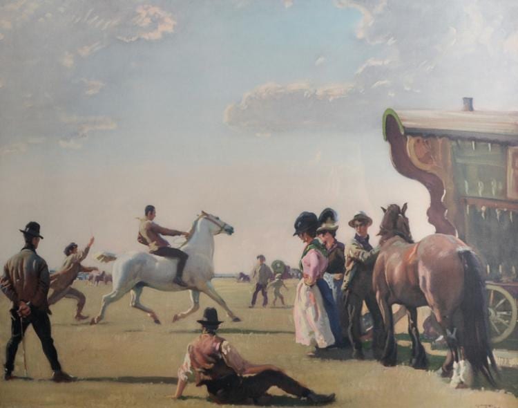 Alfred James Munnings comparable auction result: alfred james munnings 1878 1959 british gypsy life coloured lithograph with printers guild stamp signed in pencil 19 25 x 24