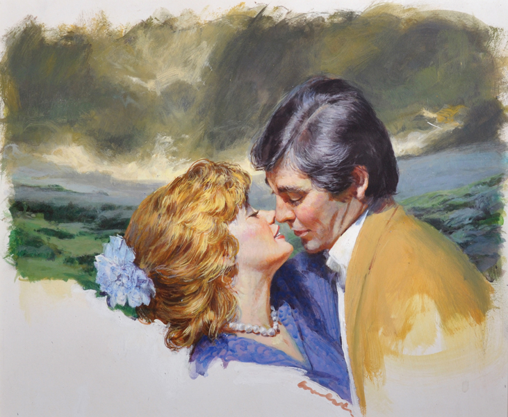 Fred Laurent comparable auction result: fred laurent 1922 1995 british the temptress denise robins mixed media signed and inscribed on the reverse 14 x 17