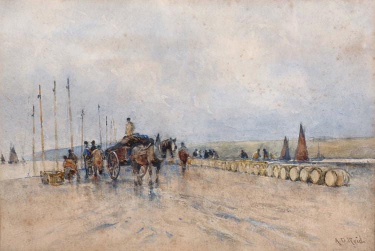 Archibald David Reid comparable auction result: archibald david reid 1844 1908 british loading barrels by the sea watercolour signed 7 5 x 11