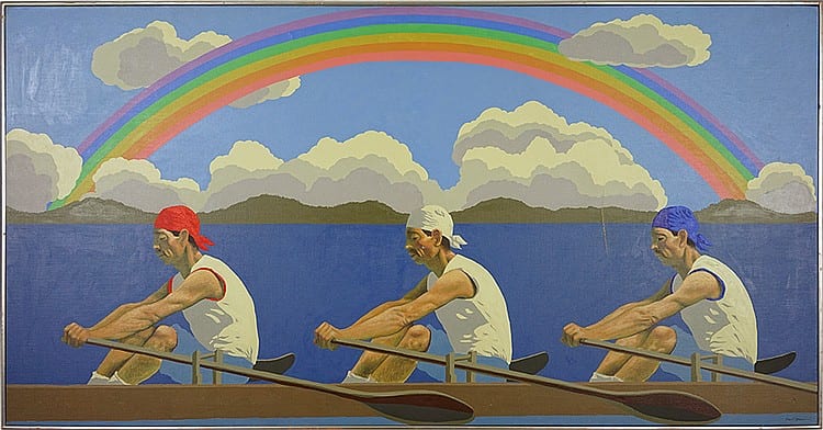Sante Graziani comparable auction result: sante graziani american 1920 2005 eakins rowers with rainbow and clouds
