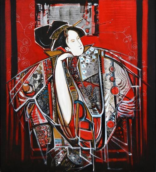 Lucette Dalozzo comparable auction result: lucette dalozzo 1945 memories of a geisha iii 105 x 95cm