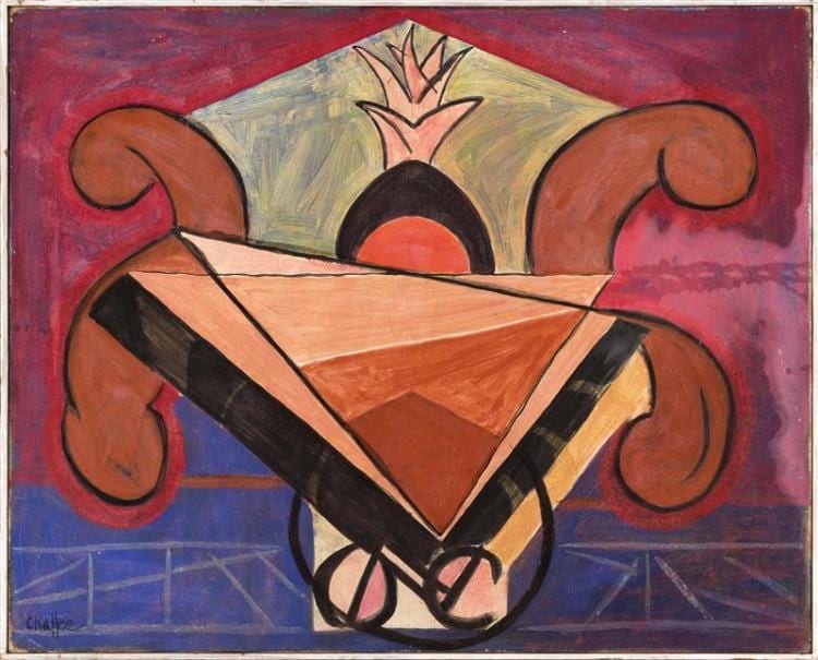 Oliver Newberry Chaffee comparable auction result: oliver newberry chaffee jr massachusetts 1881 1944 abstract oil on canvas 26 x 32 framed 26 25 x 32 75