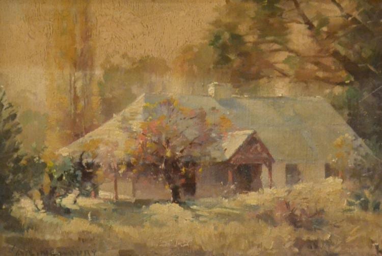 A. E. Newbury comparable auction result: a e newbury landscape with cottage oil on canvasboard 24 x 34 5cm