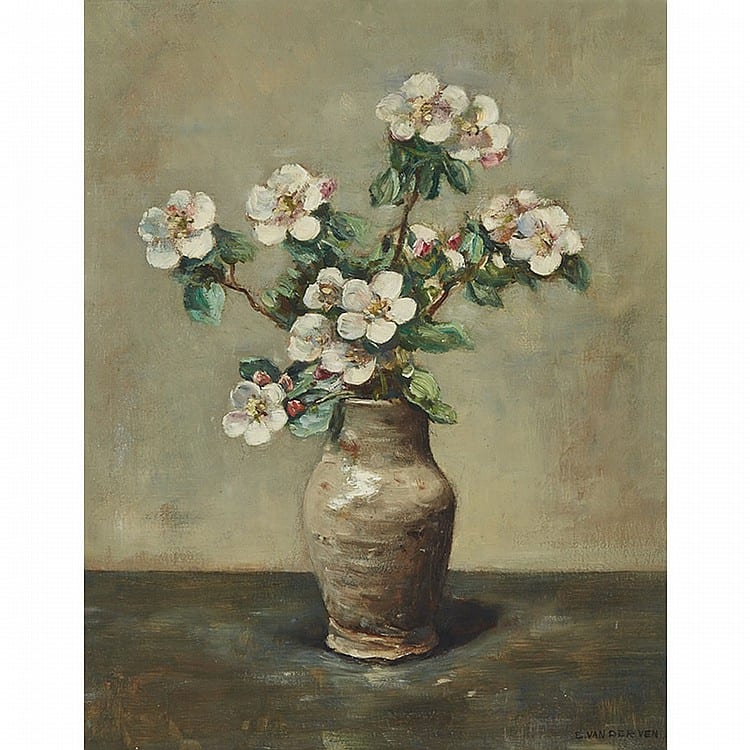 Emanuel Ernst Gerardus van der Ven comparable auction result: emanuel ernst gerardus van der ven 1866 1914 apple blossoms oil on canvas signed e van der ven lower right 18 x 14 45 7 x 35 6 cm
