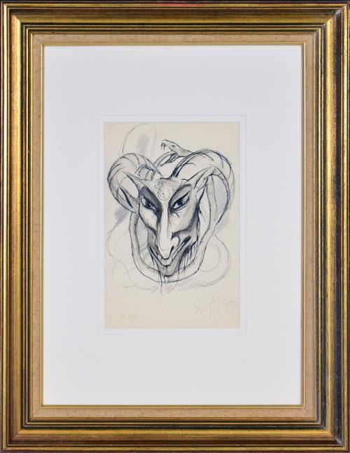 Rosaleen Norton comparable auction result: rosaleen norton 1917 1979 demonic figure and snake 61 x 20cm