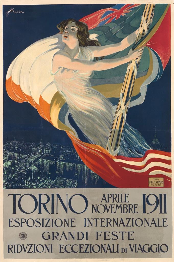 Aldo Mazza comparable auction result: aldo mazza 1880 1964 torino esposizione internazionale 1911 35x23 inches 89x58 cm