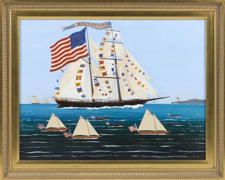 Dorie Cook comparable auction result: dorie cook american contemporary the bostonian acrylic on masonite 18 x 24 framed 22 x 29
