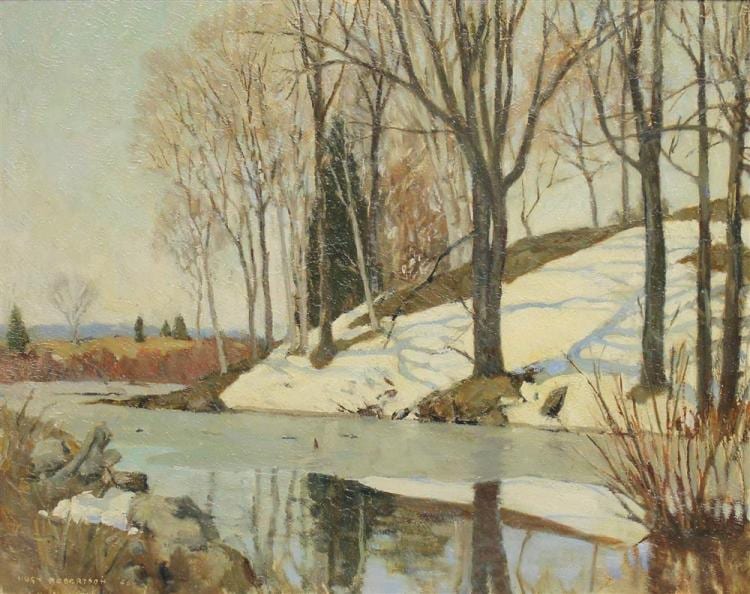 Hugh Douglas Robertson comparable auction result: hugh robertson canadian 20th century snow scene 1966 oil on board 16 x 19 3 4 in