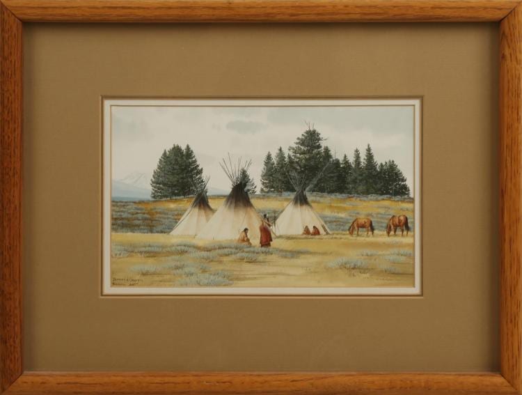 Jeffrey H. Craven comparable auction result: jeffrey h craven shoshoni camp watercolor on pa