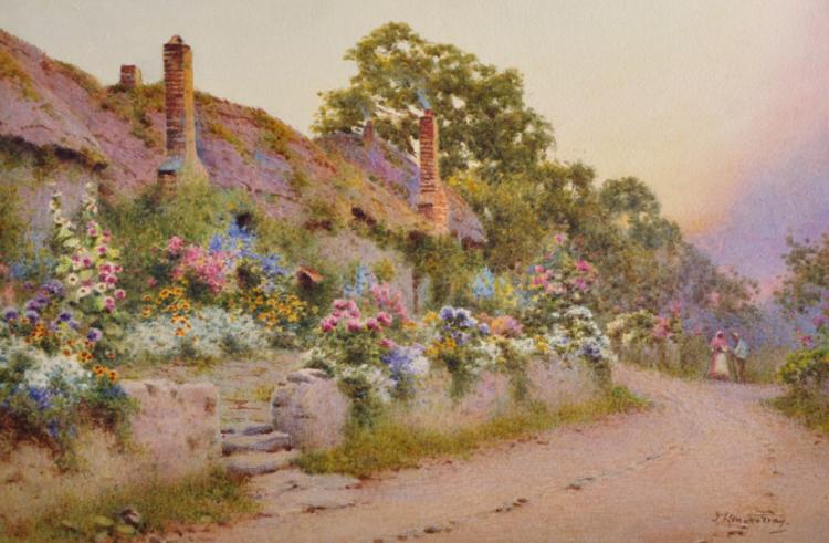 John Lynas-Gray comparable auction result: john abernethy lynas gray 1869 c 1940 british west porlork somerset with a cottage covered in flowers watercolour signed and inscribed on the reverse 12 x 18