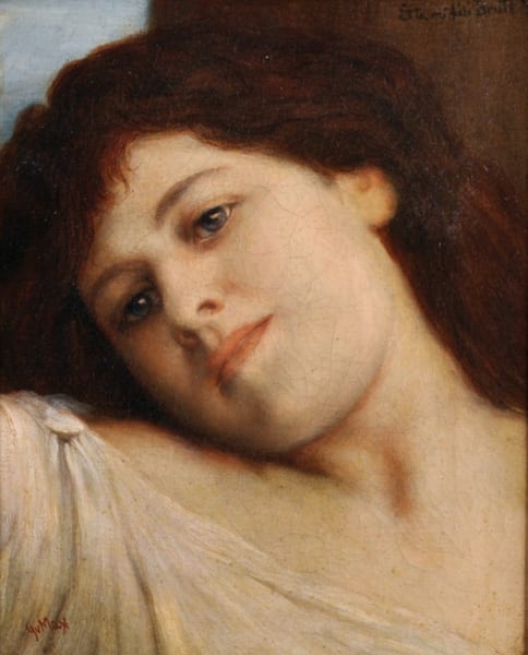Gabriel Cornelius Ritter Von Max (1840-1915) Austrian. "Pensive Thoughts", head of a Young Girl, Oil on Canvas, Signed, 10.5" x 8.5". sold by John Nicholson's Fine Art Auctioneers & Valuers, lot 393 — auction record photograph