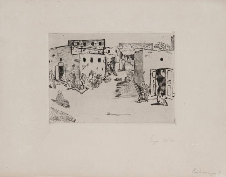 Eugen von Kahler comparable auction result: eugen von kahler manaksh village square etching