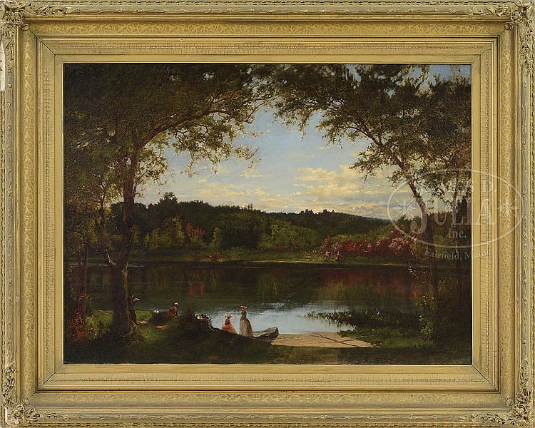 Joseph Morviller comparable auction result: joseph morviller american french 1800 1870 picnic on the hudson