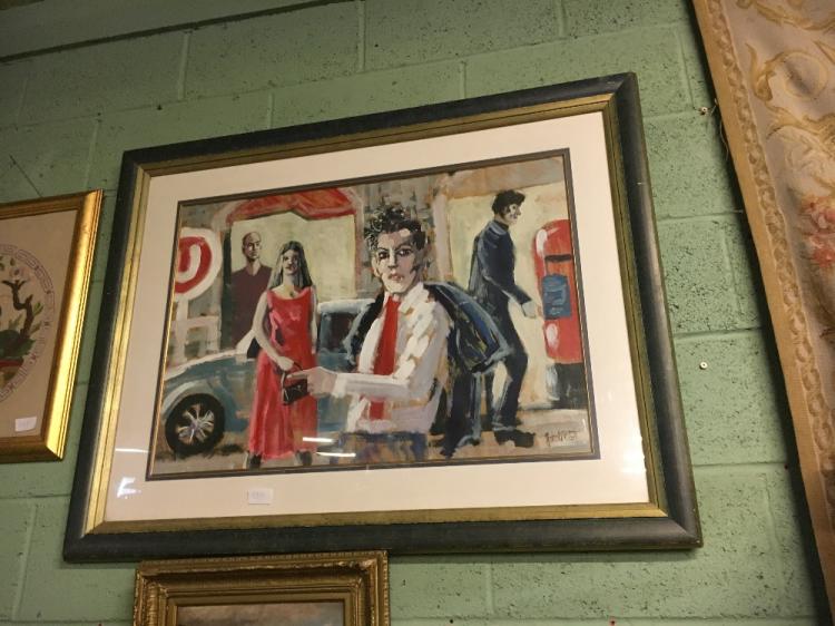 John McCart comparable auction result: john mccart street scene with letter box acrylic on paper 58cm h x 83c