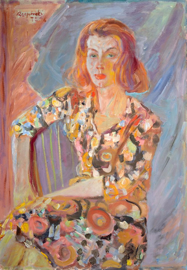 Czeslaw Rzepinski comparable auction result: woman in floral dress