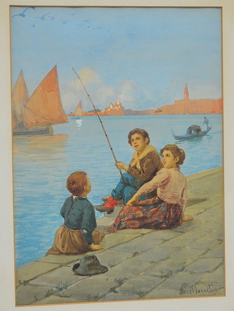 Leonardo Morello comparable auction result: leonardo morello italian 19th 20th century venice scene watercolor approx 12 1 4 x 9 inches