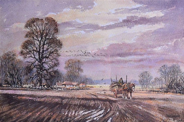 Don Vaughan comparable auction result: don vaughan b 1916 framed watercolour signed a horse drawn cart in a landscape 25 cm x 38 cm