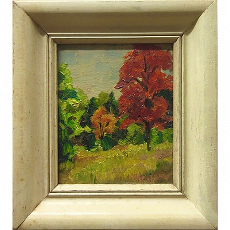 Fleurimond Constantineau comparable auction result: fleurimond constantineau canadian 1905 1981 fall study oil on board signed lower right 7 3 x 6 18 5 x 15 2 cm