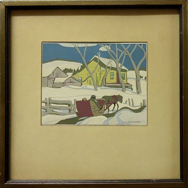 Albert Henry Robinson comparable auction result: albert henry robinson canadian 1881 1956 returning home silkscreen signed in image lower right image 3 8 x 4 8