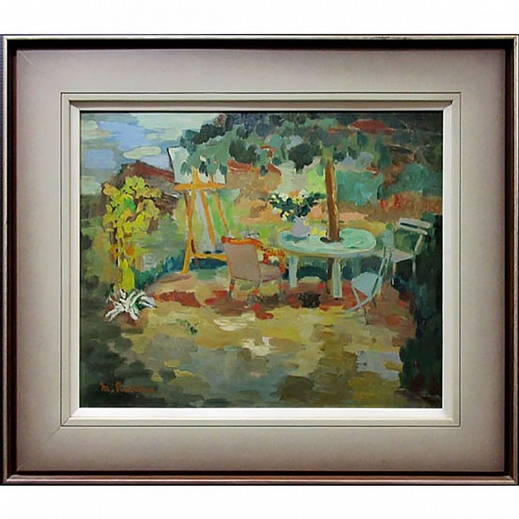 Marthe Rakine comparable auction result: marthe rakine canadian 1926 untitled the artist s garden oil on board signed lower left 20 x 24 50 8 x 61 cm