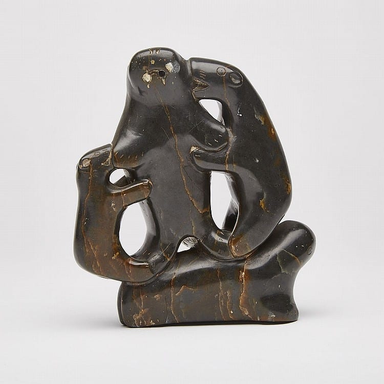 Simeonie Weetaluktuk comparable auction result: simeonie weetaluktuk 1921 walrus and bear stone 5 75 x 5 x 2 14 6 x 12 7 x 5 1 cm